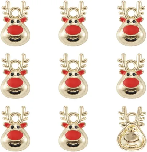 Vista 16 de Cheriswelry Colgantes colgantes de esmalte de aleación de Navidad, dijes de metal, encantadores adornos colgantes para manualidades, pulseras