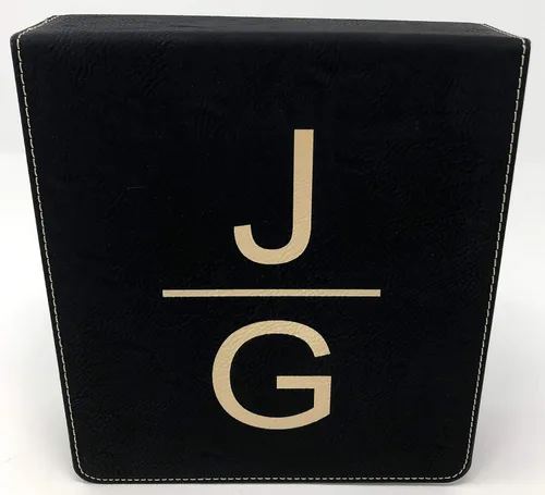 Vista 3 de Juego de herramientas de vino personalizado de cuero sintético de 3 piezas (negro con oro)