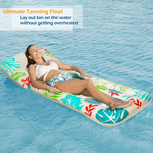 Vista 7 de Jasonwell Inflatable Pool Float Adult - Pool Floaties Lounger Floats Floating Chair Raft with Adjustable Backrest Cup Holders Water Floaty Lake Beige