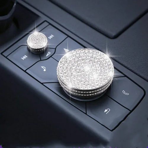 Vista 2 de Cubierta de botón de calcomanía de cristal compatible con Cadillac CT4 CT5 XT4 CT6 XT5 XT6 Bling Control Volumen Cubierta Cubierta Accesorio