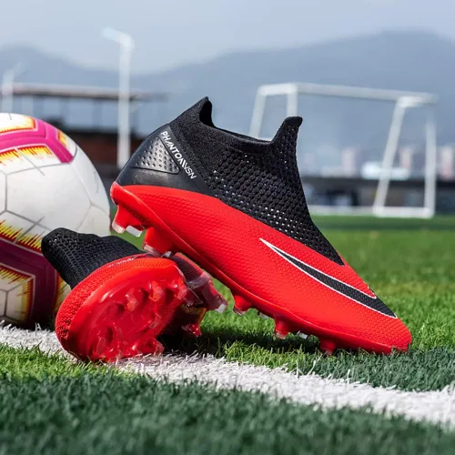 Vista 5 de Zapatos de fútbol para hombre transpirables para atletismo botas de fútbol para exteriores para entrenamiento de césped firme