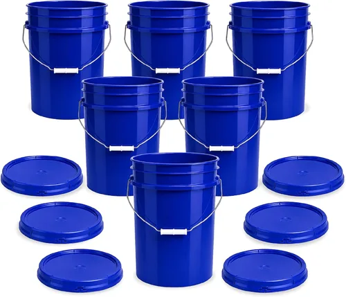 Vista 25 de Cubo de 5 Galones con Tapa Hermética Fabricado en EE. UU. Grado Alimenticio Plástico Premium HPDE Resistente Cubo Multiusos Duradero de 90