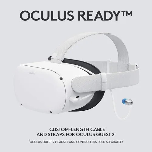 Vista 2 de Logitech G Auriculares 333 VR para Oculus Quest 2 - Listo para Oculus - Cable y correas de longitud personalizada - Audio de controlador dual