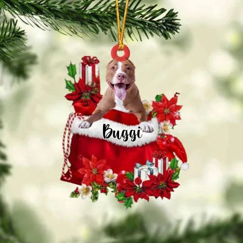 Vista 146 de Perro Akita Inu personalizado en bolsa de regalo, adorno de Navidad, nombre personalizado, regalo para amantes de los perros, familia, Navidad