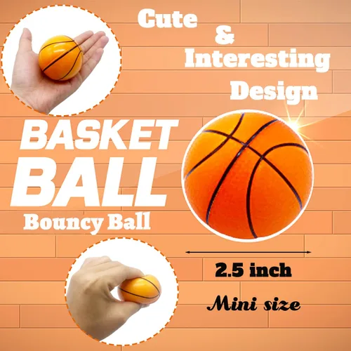 Vista 4 de Paquete de 24 unidades de pelota antiestrés de baloncesto de 2.5 pulgadas, mini pelotas de espuma para apretar con temática deportiva para regalo
