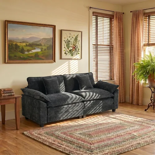 Vista 38 de Sofá modular modular de felpilla beige de 78 pulgadas para sala de estar, sofá modular de felpilla beige para sala de estar, sofás para sala