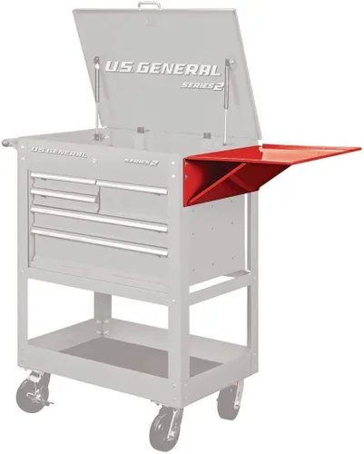 Vista 3 de HFT US General Bandeja lateral plegable para un carrito de herramientas de 5 cajones, color (rojo)