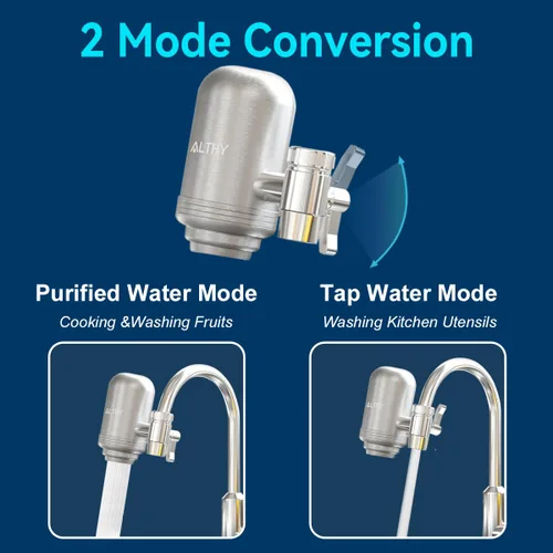 Vista 6 de ALTHY Sistema de filtración de agua de acero inoxidable, purificador de filtro de agua de 400 galones sin BPA para grifo de fregadero, certificado