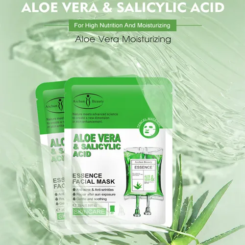 Vista 2 de AICHUN BEAUTY Essence Máscara facial Tencel material antiacné antiarrugas reparación después del sol hidratante limpieza profunda poro contractivo