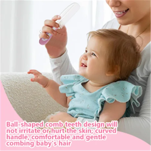 Vista 7 de Juego de cepillo y peine para el pelo del bebé, cepillos para el pelo del bebé recién nacido, regalo perfecto para recién nacidos (rosa)