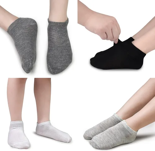 Vista 2 de Calcetines para niños, 25 pares de calcetines tobilleros para niños y niñas, calcetines de corte bajo sólido suave para la escuela para niños de 1 a