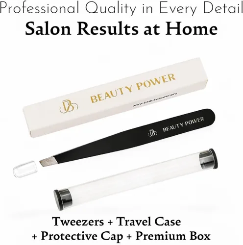 Vista 7 de Beauty Power Pinzas inclinadas de precisión profesional para mujeres, pinzas para hombres y mujeres, pinzas para cejas para cabello encarnado