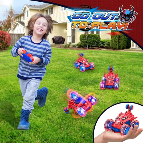Vista 5 de Coches RC para niños, juguetes de control remoto para niños de 3, 4, 5, 6, 7, 8, 9, 10 años de edad, niño y niña, 360°, volteos 4WD RC Stunt Car