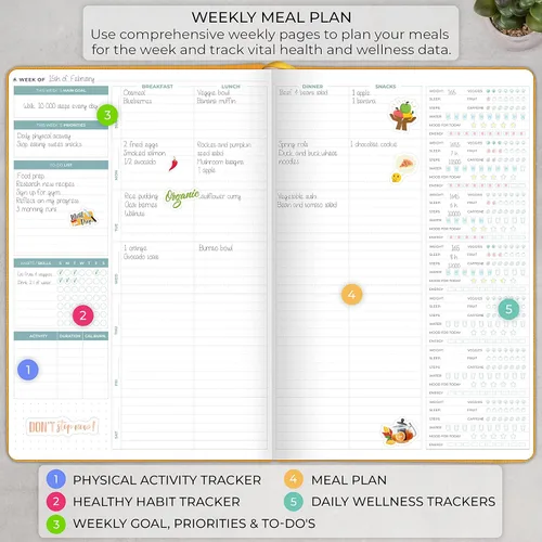 Vista 3 de Clever Fox Planificador de comidas PRO - Diario semanal de preparación de comidas con lista de comestibles y rastreador de pérdida de peso - Libro