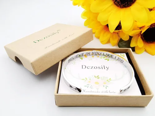 Vista 256 de Pulseras inspiradoras para mujer, joyería de acero inoxidable, con refranes, pulsera motivacional con mensaje oculto, pulseras grabadas para mejor
