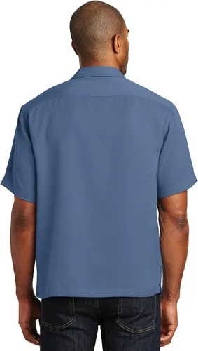 Vista 3 de Port Authority Camisa Easy Care Camp para hombre, Negro, azul, apio, marfil