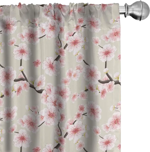 Vista 14 de Ambesonne Paquete de 2 cortinas otoñales para ventana, diseño otoñal con formas intrincadas en espiral y estampado de hojas voladoras, juego ligero