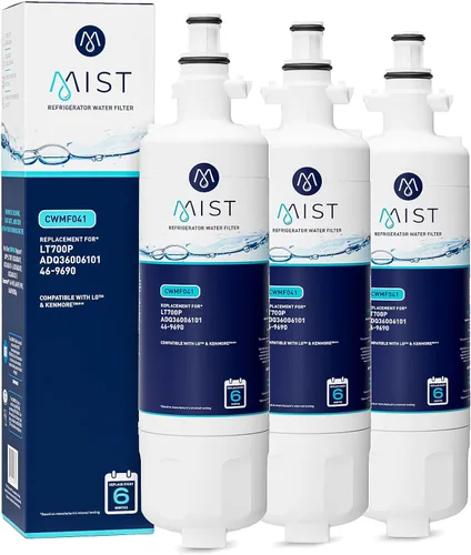 Vista 10 de Mist Filtro de agua de repuesto para refrigerador ADQ36006101 para LG LT700P, ADQ36006102, Kenmore 469690, refrigerador LFX25978SB – Certificado NSF