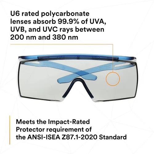 Vista 5 de 3M Gafas de seguridad, serie SecureFit 3700, paquete de 1, antiarañazos, se adaptan sobre lentes, lentes grises para interiores y exteriores