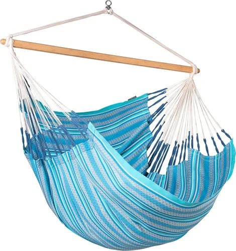 Vista 45 de LA SIESTA® - Silla Hamaca Grande y Cómoda de Algodón Habana & CasaMount - Silla Colgante con Kit de Suspensión para Paredes, Techos y Vigas Café