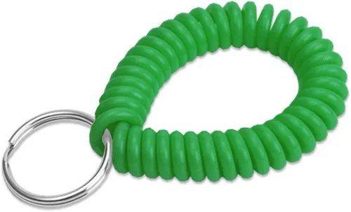 Vista 5 de Lucky Line - Resorte de muñeca en espiral de 2 pulgadas de diámetro con llavero de acero, multicolor, pulsera flexible para muñeca, se estira hasta