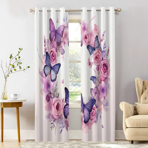 Vista 35 de Shrahala Abstract Colorful Blackout Curtain Tiers, Modern Ative Kitchen Valance Light Blocking Tier Drapes with Rod Pocket, 2 Pack 26 X 24 in