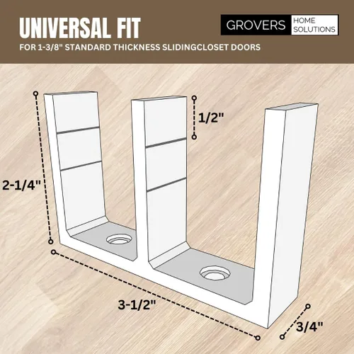 Vista 5 de Soporte de guía de piso de puerta deslizante de armario de altura ajustable universal - Blanco - Grovers Home Solutions