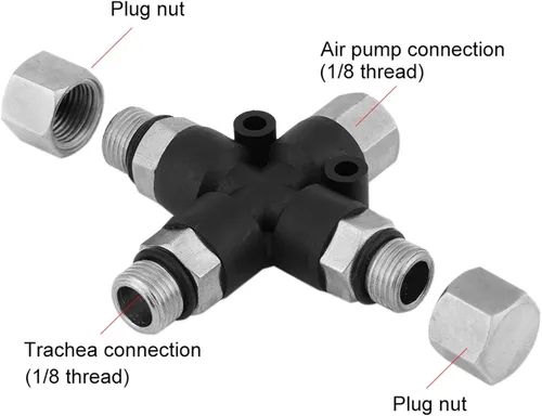 Vista 3 de Compresor de aerógrafo a adaptador de manguera de aerógrafo Conector divisor de 1/8 pulgadas BSP de 3 vías