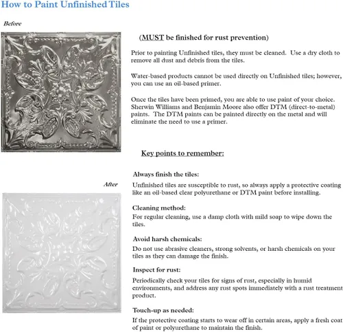Vista 2 de American Tin Ceilings Kit de 5 unidades: azulejos metálicos para clavar en patrón #2 clavado y color sin terminar. 24 x 24 pulgadas