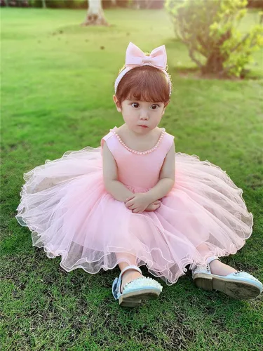 Vista 7 de 6M-6T - Vestido de bebé para niñas, vestido de encaje sin espalda, vestido de princesa formal para niños pequeños