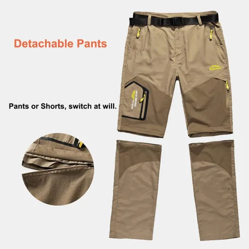 Vista 3 de Pantalones de senderismo para hombre, convertibles, ligeros, de secado rápido, pantalones cortos de pesca, pantalones deportivos al aire libre