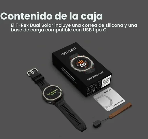 Vista 8 de Amazfit T-Rex Dual Solar Smart Watch, 2.008 in, AMOLED, mapas fuera