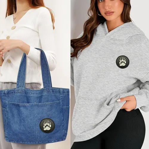 Vista 7 de Parche de pata de oso negro de 3 pulgadas – Gancho de garra de oso bordado con lazo táctico para chaleco, sombrero, bolsos, chaquetas, ropa, mochila
