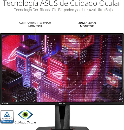 Vista 7 de ASUS TUF Gaming Monitor para juegos 2K HDR de 27 pulgadas (VG27AQ) - QHD (2560 x 1440), 165Hz (soporta 144 Hz), 1 ms, desenfoque de movimiento