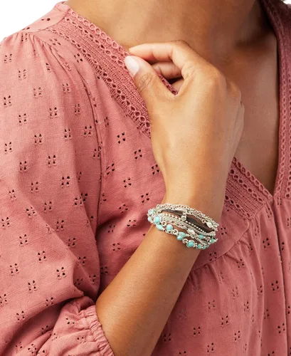 Vista 2 de Lucky Brand Pulsera turquesa de capa mini de la suerte, Metal