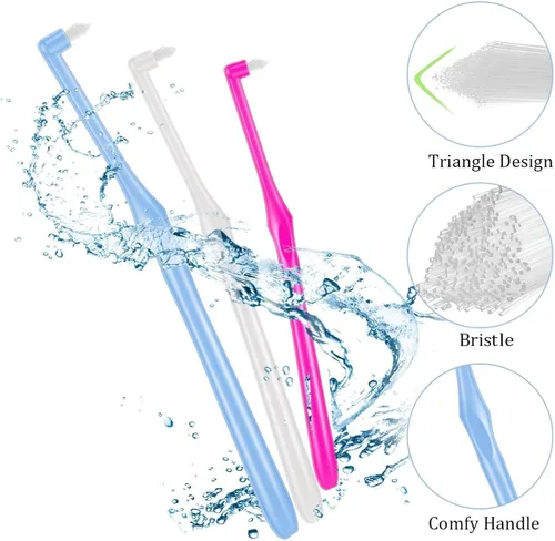 Vista 4 de Boao 12 piezas de cepillo de dientes copetudo, cepillo de dientes compacto a granel, cepillo de dientes de ortodoncia suave, cepillo interdental