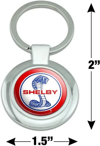 Vista 2 de Shelby Cobra - Llavero con logotipo patriótico, redondo, cromado, metal