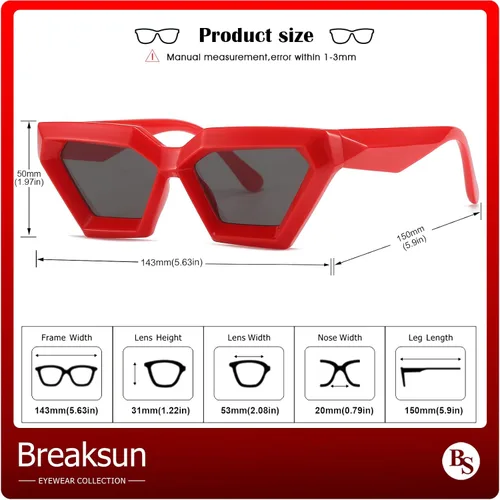 Vista 7 de Gafas de sol de ojo de gato con montura gruesa para mujer, estilo vintage, de moda, estilo retro