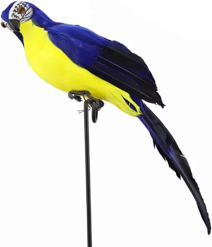Vista 14 de LWINGFLYER Loro Artificial Verde de Tamaño Real con Plumas de Espuma, Pájaros Guacamayo para Decoración de Disfraces, Ornamento de Hombro