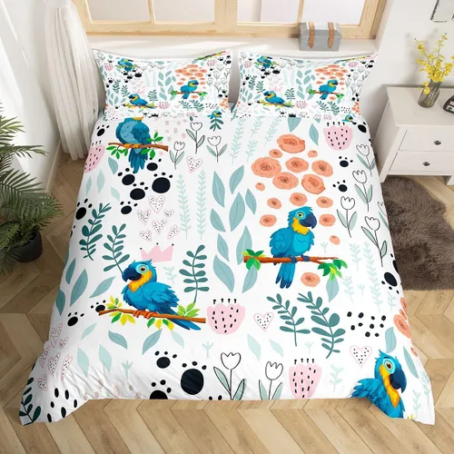 Vista 24 de Erosebridal Juego de ropa de cama individual de animales de la selva para niñas y niños, funda de edredón de elefante oso, tigre, león, safari