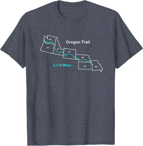 Vista 8 de Route Map of The Oregon National Historic Trail T-Shirt Asphalt Grey