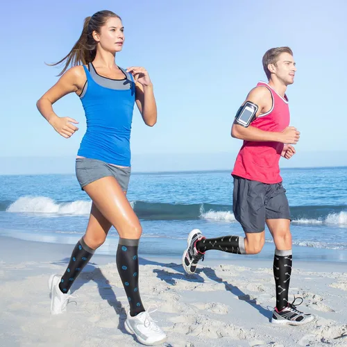 Vista 4 de QUXIANG Calcetines de compresión para mujeres y hombres de 15 a 20 mmHg, ideales para médicos, enfermería, correr, atletismo, venas varicosas, viajes
