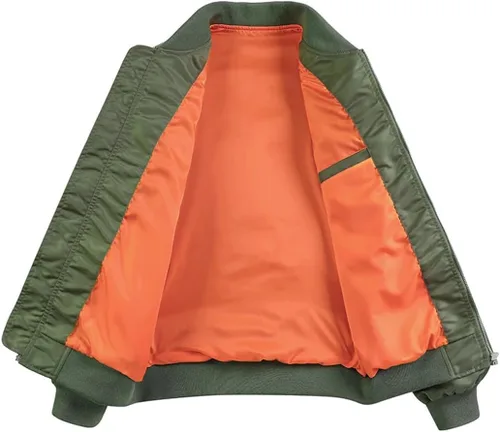 Vista 6 de Abrigos de bombardero de vuelo softshell para hombre, para primavera, otoño, para negocios, golf, Varsity chaquetas