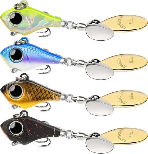 Vista 17 de TRUSCEND Vibespinner Easy Catch Fishing Lures with BKK Hooks, Dual-Blade Spinner Baits with Double Water Disturbance and Reflective for More Bites