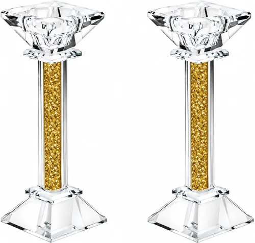 Vista 7 de Juego de candelabros de cristal de 2 a 5.3 pulgadas de alto, centro de mesa ultra elegante y moderno, decoración del hogar Transparente