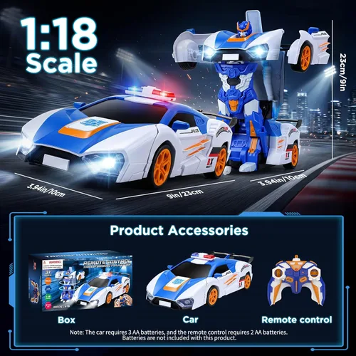 Vista 5 de Transform - Coche de juguete con control remoto para niños de 4 a 6