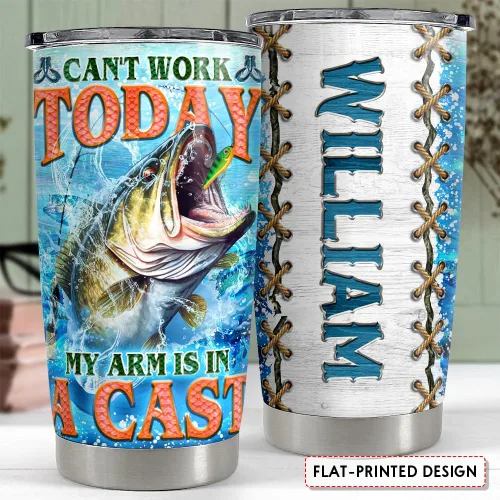 Vista 2 de SANDJEST Vaso de pesca personalizado de 20 onzas, 30 onzas, vasos aislados con tapa, taza de viaje para café, taza de viaje, taza no puede funcionar