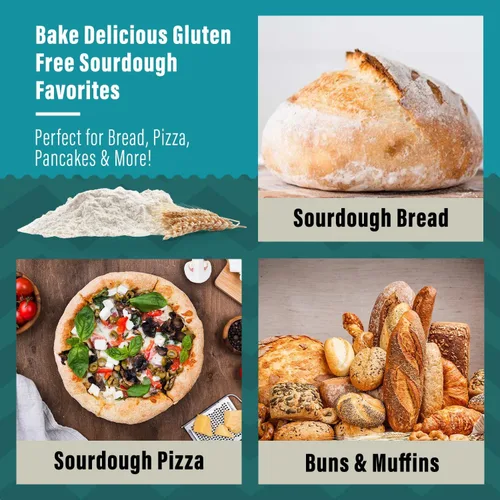 Vista 6 de MY RUSTIC ROOTS Cultivo básico de masa madre sin gluten, iniciador de pan de masa madre natural y orgánico, apto para principiantes, perfecto