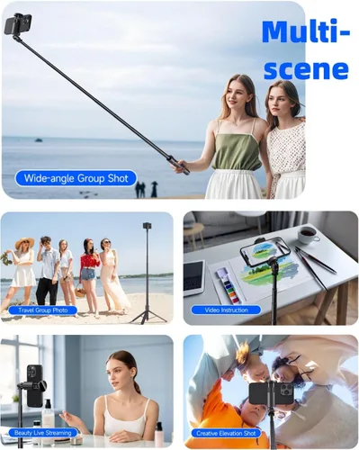 Vista 7 de Palo selfie magnético automático de 70 pulgadas, soporte de trípode de apertura automática con control remoto, compatible con Android 5.0 e iOS 5.1