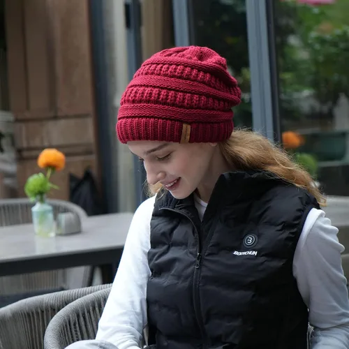 Vista 5 de Gorro de invierno unisex, regalos para mujeres y hombres, gorro de calavera de punto a rayas